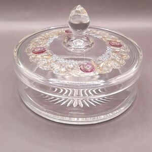 Vintage Westmoreland Della Robbia Heavy Glass Candy Chocolate Nut Dish with Lid
